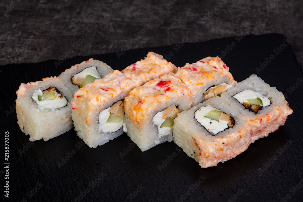 Japanese roll with salmon Japanese roll with salmon