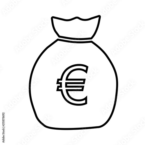 Money bag line icon. Sack or bag with euro sign. Vector Illustration