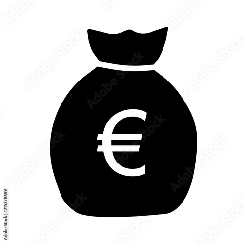 Money bag icon. Sack or bag with euro sign. Vector Illustration