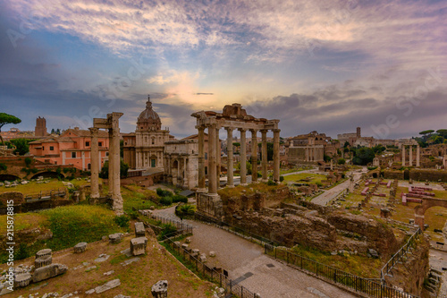 Roman forum on a cloudy day