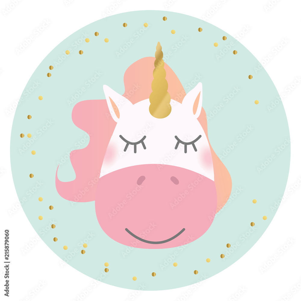 Unicorn illustration flat design isolated cute and girly