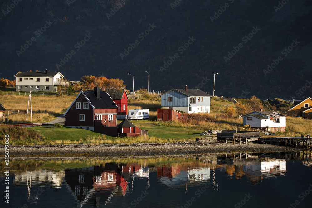 Little village in Norway at sunset Little village in Norway at sunset
