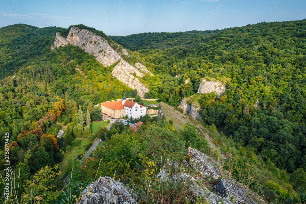 Beautiful aerial view on small village Svaty Jan pod Skalou, Czech Republic Beautiful aerial view on small village Svaty Jan pod Skalou, Czech Republic