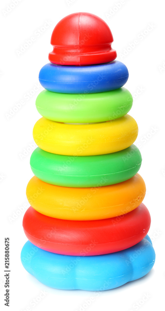 plastic toy pyramid isolated on white background plastic toy pyramid isolated on white background