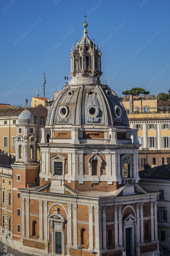16th-century Church Santa Maria di Loreto at Trajan Forum in Rome, Italy.