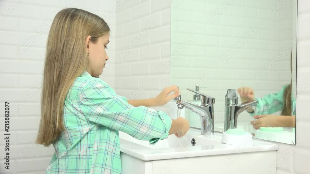 Child Washing Hands in Bathroom, Girl Using Soap and Water, Kids Health Care 4K Child Washing Hands in Bathroom, Girl Using Soap and Water, Kids Health Care 4K