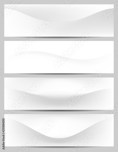 Soft white & grey tone, abstract wavy lines minimal concept horizontal banners, backgrounds. Ideal for brochure and flyer cover template, layout.