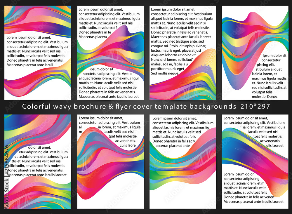 Abstract wavy lines backgrounds set. Ideal for brochure & flyer designs, cover templates.