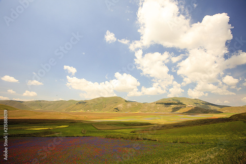 A magnificent sunrise in Castelluccio di Norcia. expecting more to the thousand colours of flowering