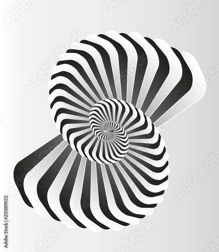 3D object, abstract background.Black and white optical  illusion. Black and white fractal background. Surrealism. Fractal Art.