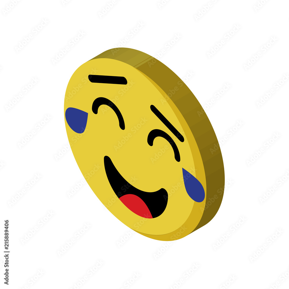 Laughing isometric right top view 3D icon Laughing isometric right top view 3D icon