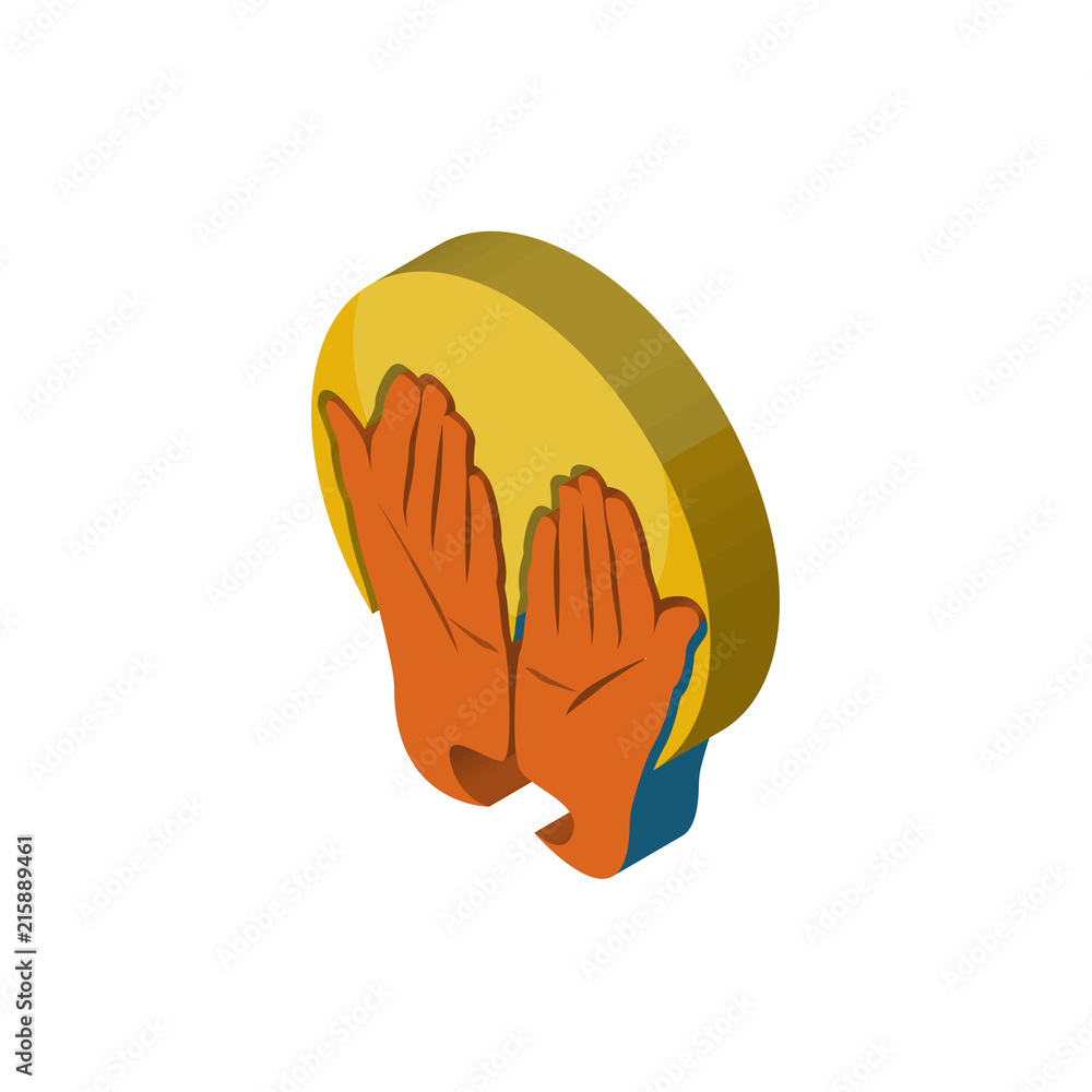 prayer hands isometric right top view 3D icon prayer hands isometric right top view 3D icon
