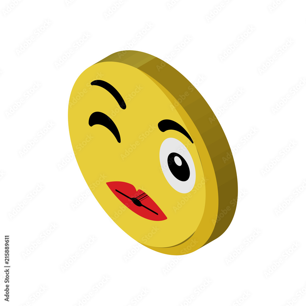 Fototapeta premium Kiss emoji isometric right top view 3D icon
