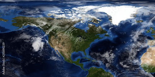 Extremely detailed and realistic 3D illustration of a Hurricane approaching North America. Shot from Space. Elements of this image are furnished by NASA. © Sasa Kadrijevic