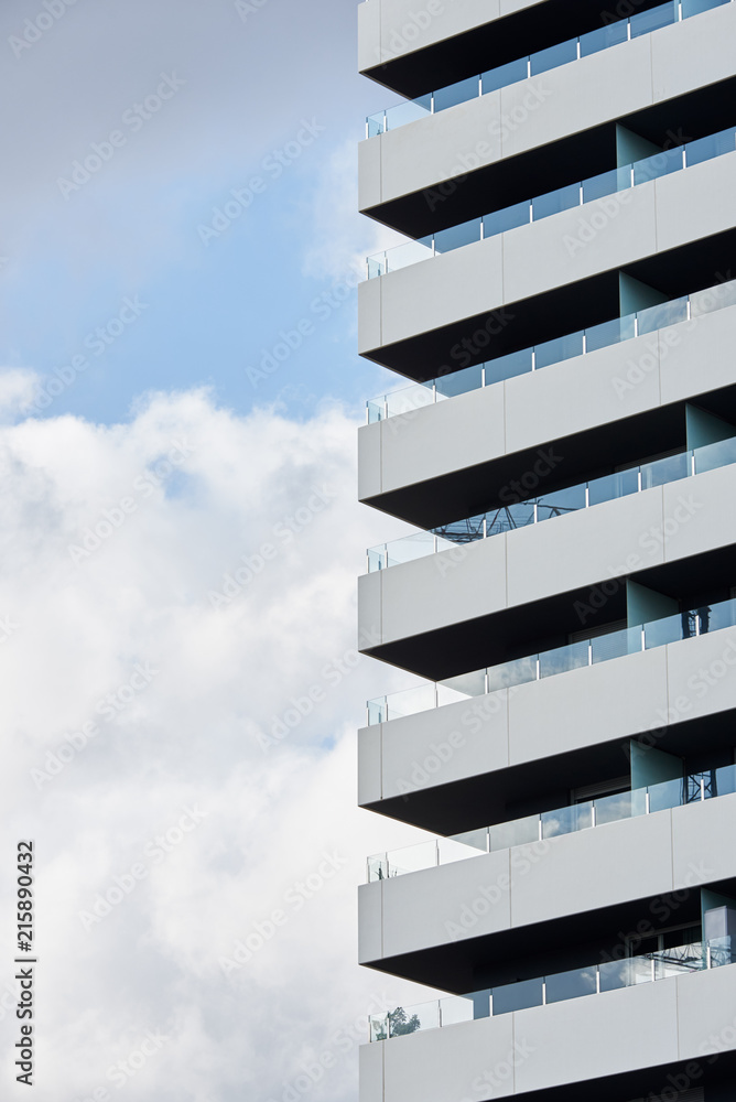 White cloud and modern building. White cloud and modern building.