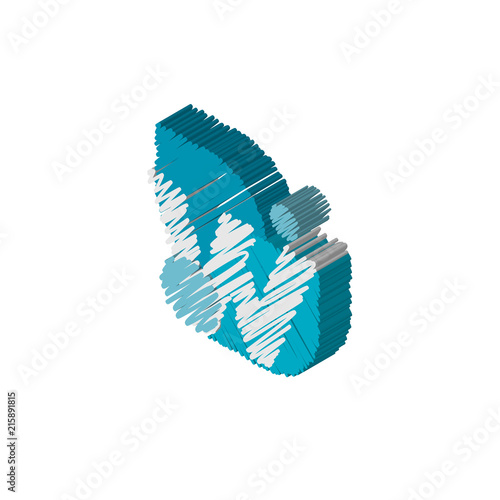 w isometric right top view 3D icon