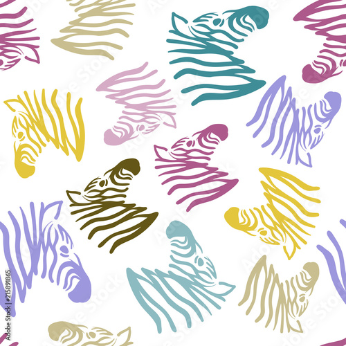 Seamless colorful zebra pattern. Vector animal print.