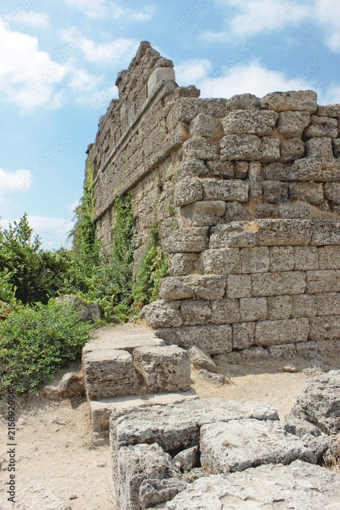 Ancient Side. Wall. Landmark. Turkey