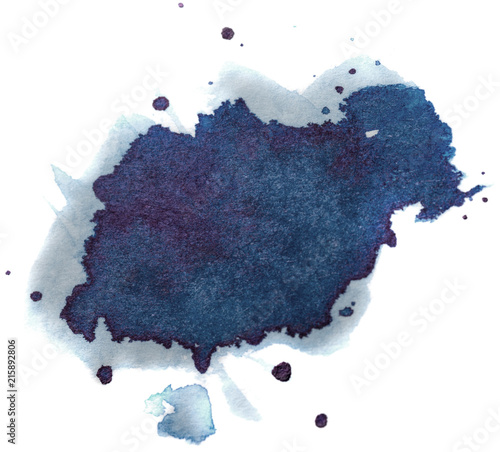 Ink Droplet Close-up Isolated on White Background