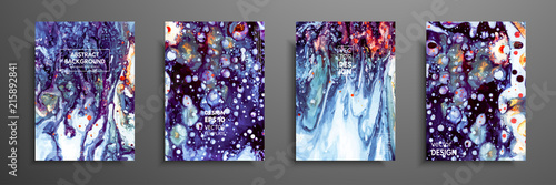 Colorful covers design set with textures. Closeup of the painting. Abstract bright hand painted background, fluid acrylic painting on canvas. Fragment of artwork. Modern art.