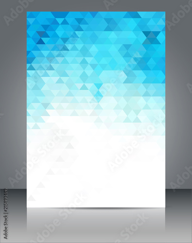 Blue geometric shapes background, brochure & flyer cover template.