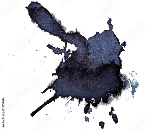 Ink Droplet Close-Up Isolated on White Background