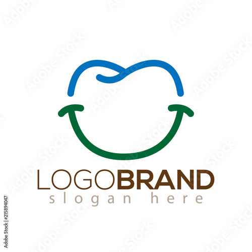 smile tooth dental logo vector icon template