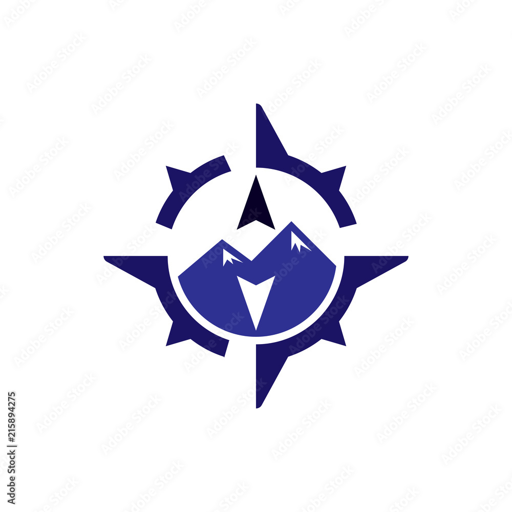 Obraz premium Mountain compass logo icon vector template