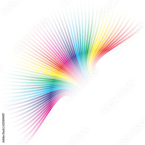 Abstract wavy vector shape illustration with cololrful dotted lines.