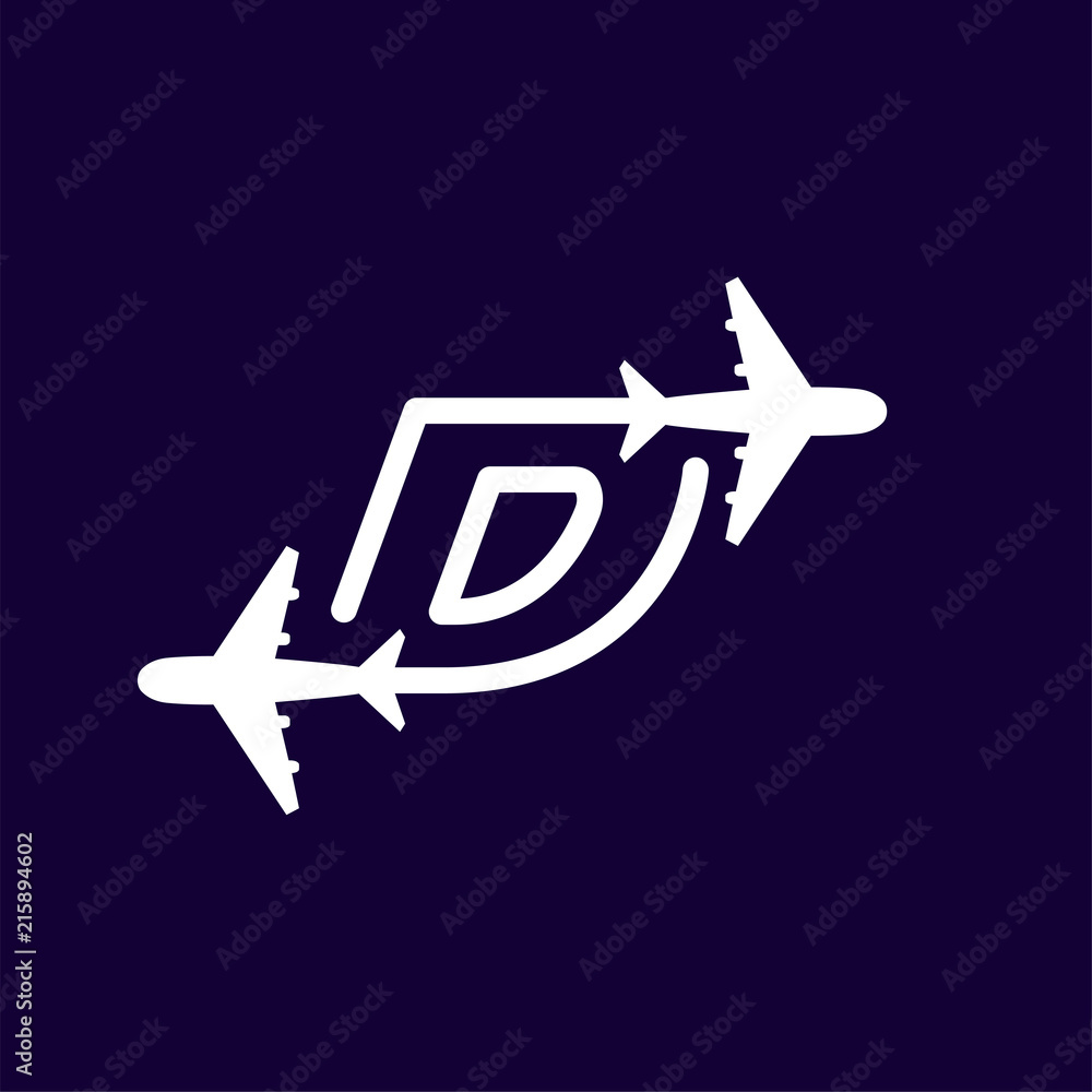 Line Airways D letter logo vector element. Initial Plane Travel logo Template Line Airways D letter logo vector element. Initial Plane Travel logo Template