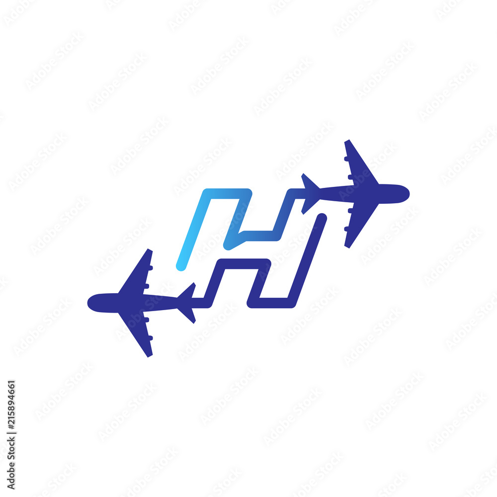 Line Airways H letter logo vector element. Initial Plane Travel logo Template Line Airways H letter logo vector element. Initial Plane Travel logo Template