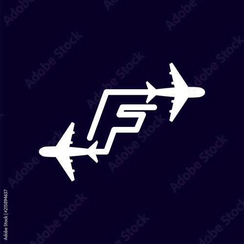 Line Airways F letter logo vector element. Initial Plane Travel logo Template