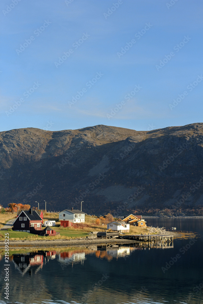 Little village in Norway at sunset Little village in Norway at sunset