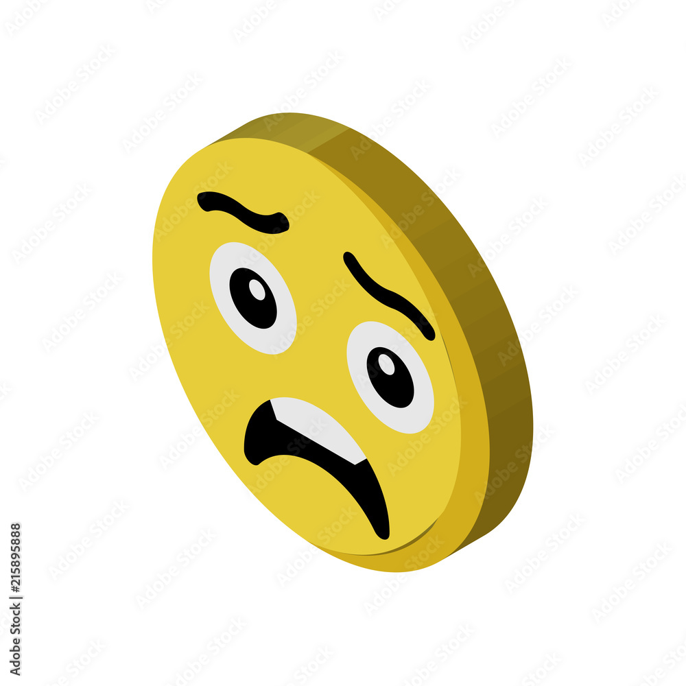 Fototapeta premium Surprised emoji isometric right top view 3D icon