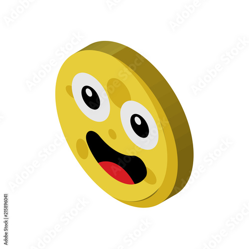Moon emoji isometric right top view 3D icon