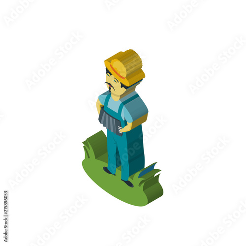 Accordionist isometric right top view 3D icon