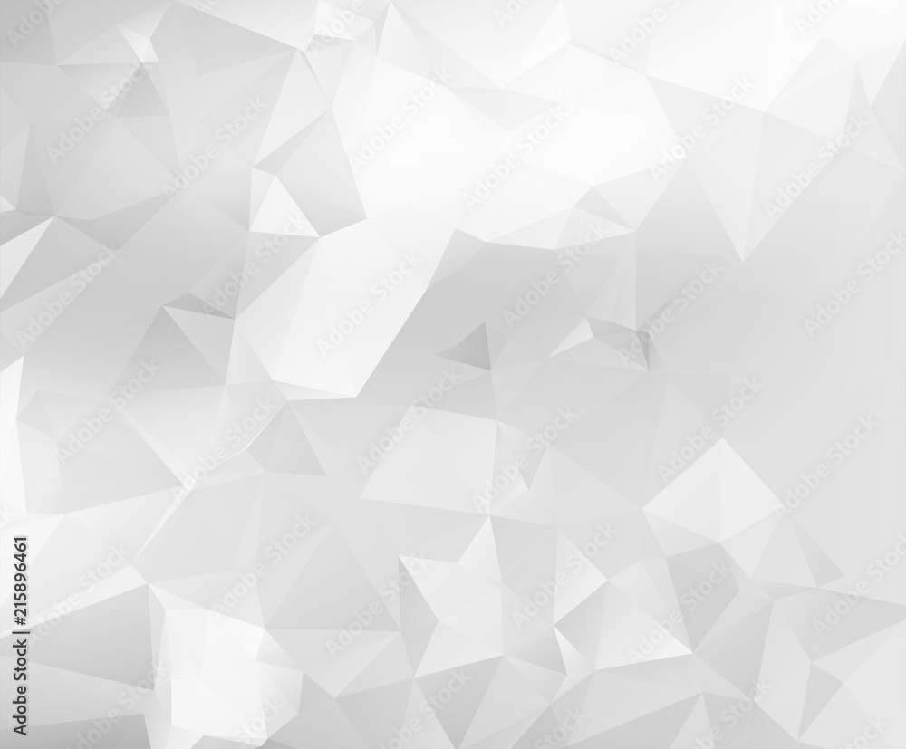 Abstract white and grey triangular & polygonal geometric background.