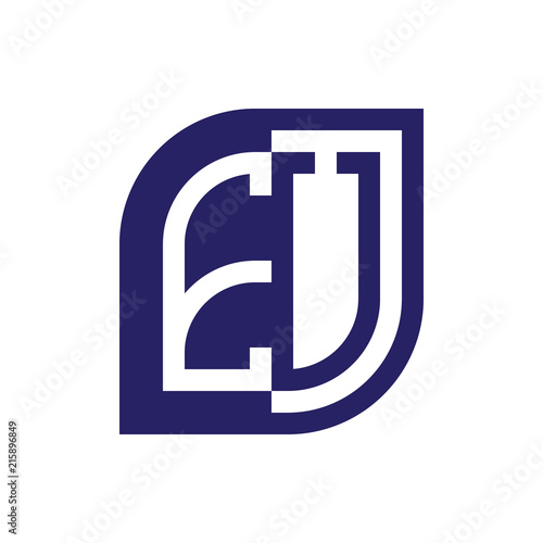 EU initial letter emblem logo negative space