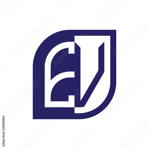 EV initial letter emblem logo negative space