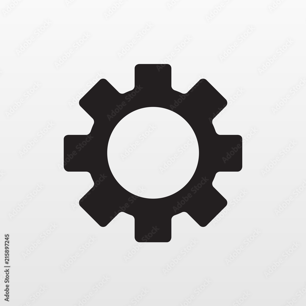 Gear icon. Flat engineering symbol isolated on whi Gear icon. Flat engineering symbol isolated on whi