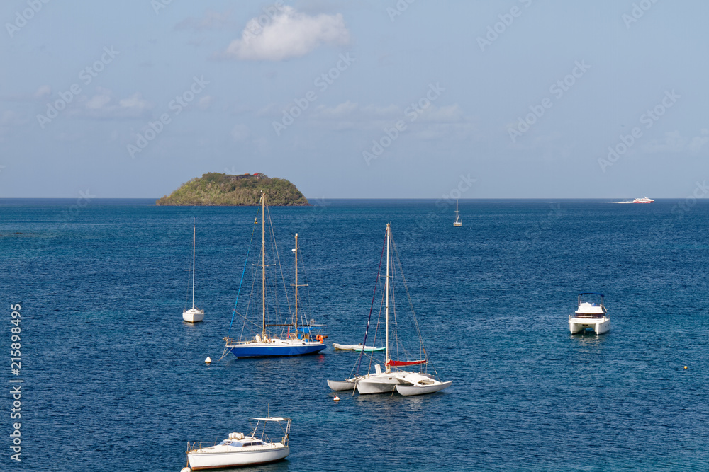 Les Trois Ilets, Martinique, FWI - Ilet Ramier and sailboats in Anse Mitan