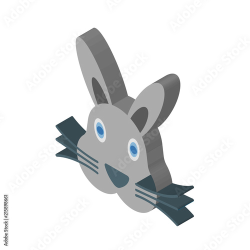 Rabbit isometric right top view 3D icon