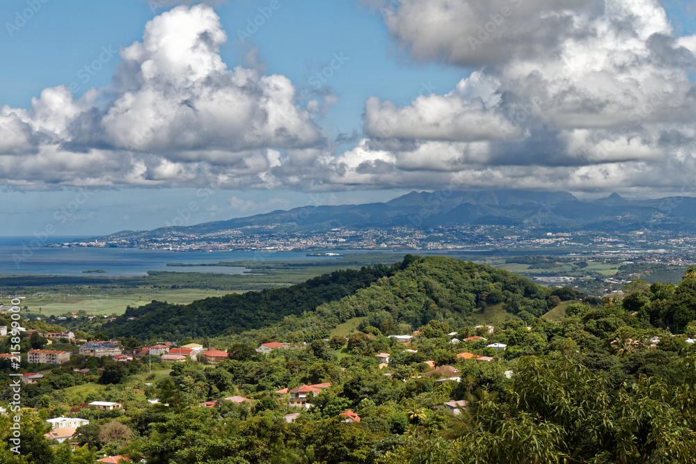 Martinique, FWI - View to Fort de France from the mountains