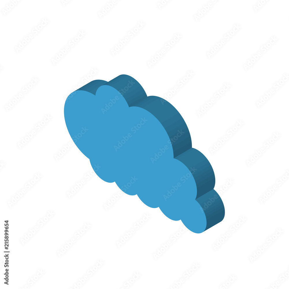 Cloudes isometric right top view 3D icon Cloudes isometric right top view 3D icon