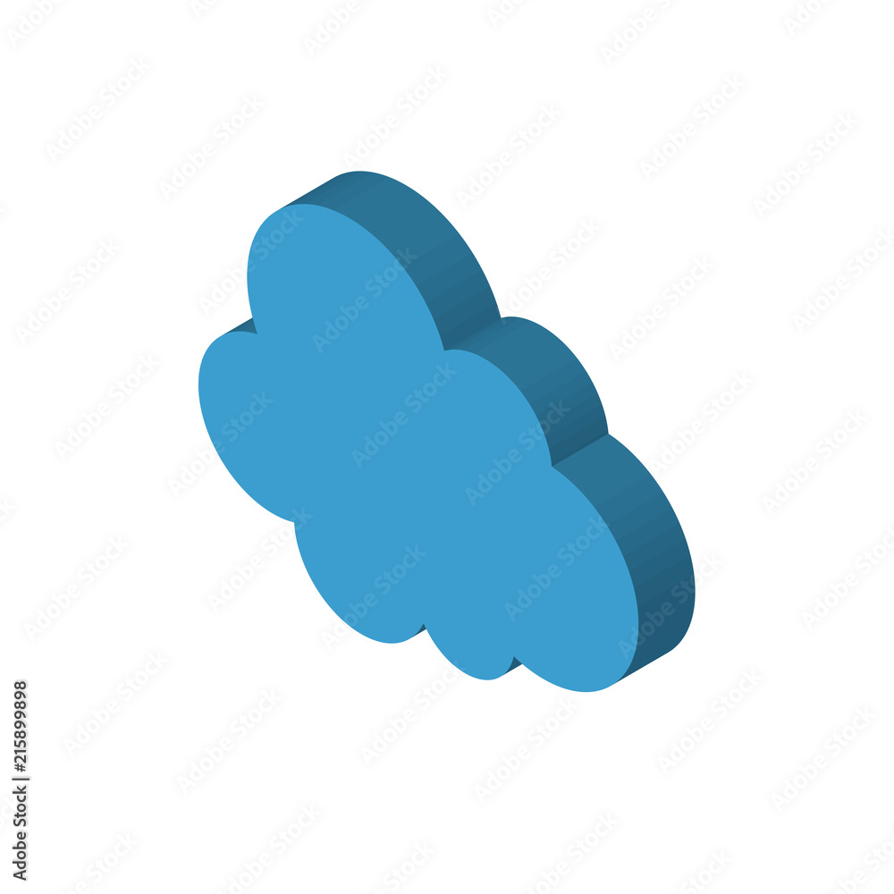Cloudes isometric right top view 3D icon Cloudes isometric right top view 3D icon