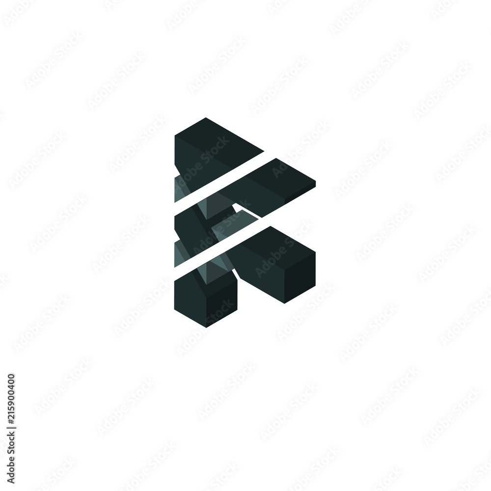 F isometric right top view 3D icon F isometric right top view 3D icon