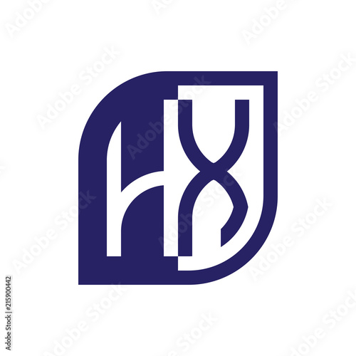 HX initial letter emblem logo negative space