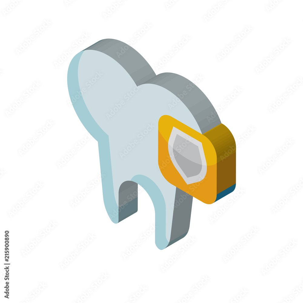 Tooth isometric right top view 3D icon Tooth isometric right top view 3D icon