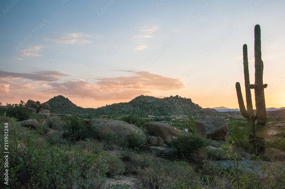 Sunrise over the mountains of Pinnacle Peak in Scottsdale, AZ. Sunrise over the mountains of Pinnacle Peak in Scottsdale, AZ.