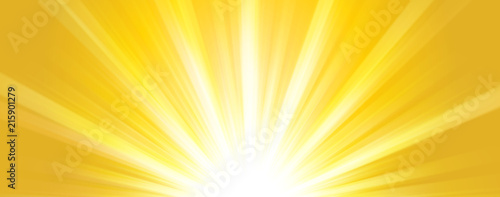 Abstract summer background. Shiny hot sun lights horizontal banner illustration with yellow and orange vibrant color tones.